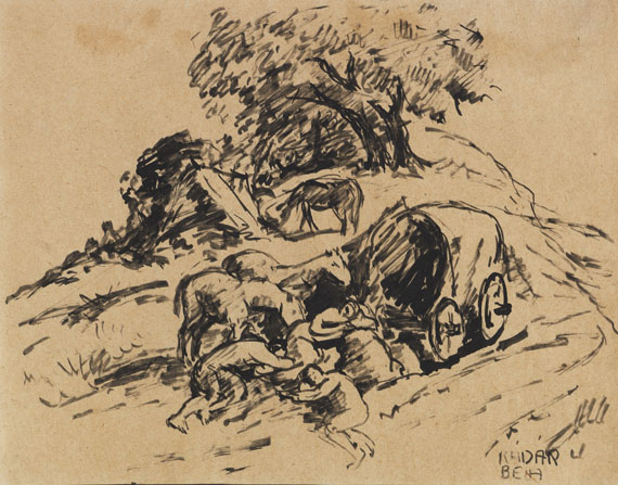 Béla Kádár - India ink drawing