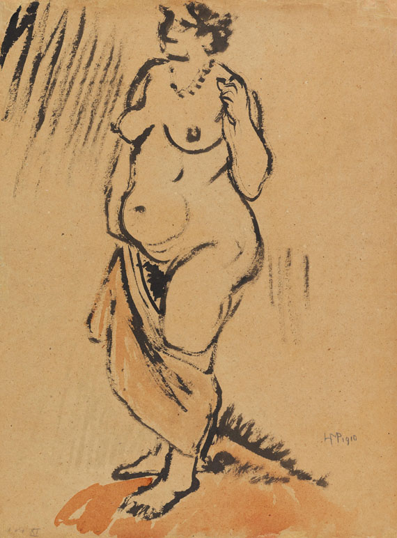 Hermann Max Pechstein - Brush and India ink drawing