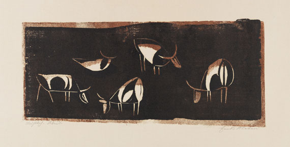 Ewald Mataré - Woodcut in colors