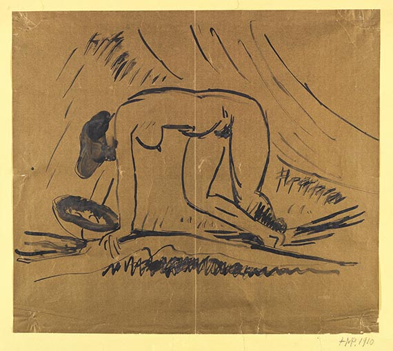 Hermann Max Pechstein - Brush and India ink drawing