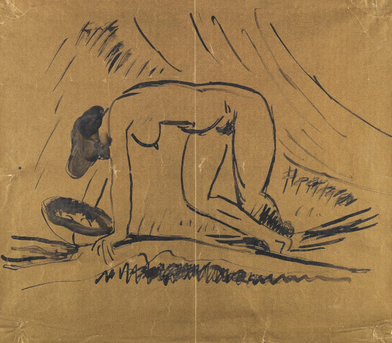 Hermann Max Pechstein - Brush and India ink drawing