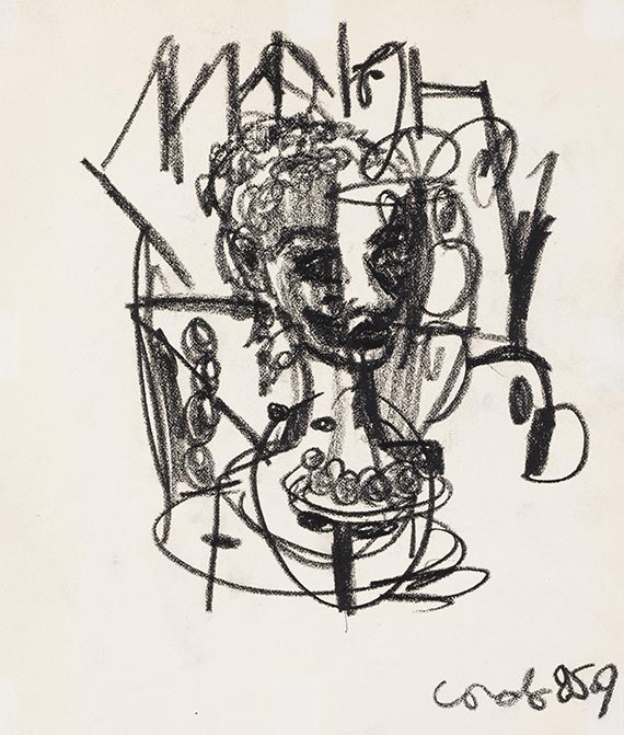 George Condo - Charcoal drawing