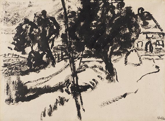 Nolde, Emil - Bauernhaus hinter Bäumen