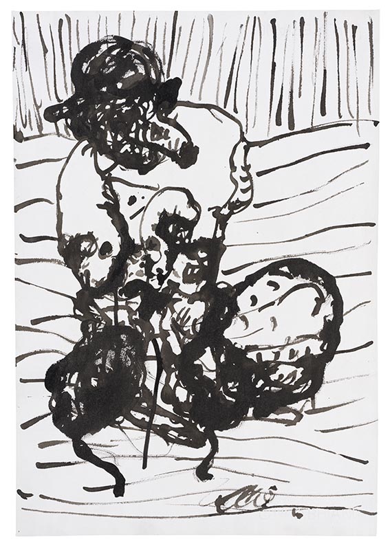 Georg Baselitz - Pen and India ink drawing