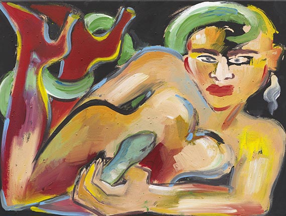 Bach, Elvira - Frau mit Schlange, liegend