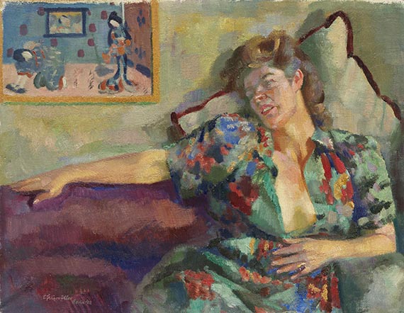 Felixmüller, Conrad - Charly - Siesta (an der Wand ein Tajo-Kum-Holzschnitt)