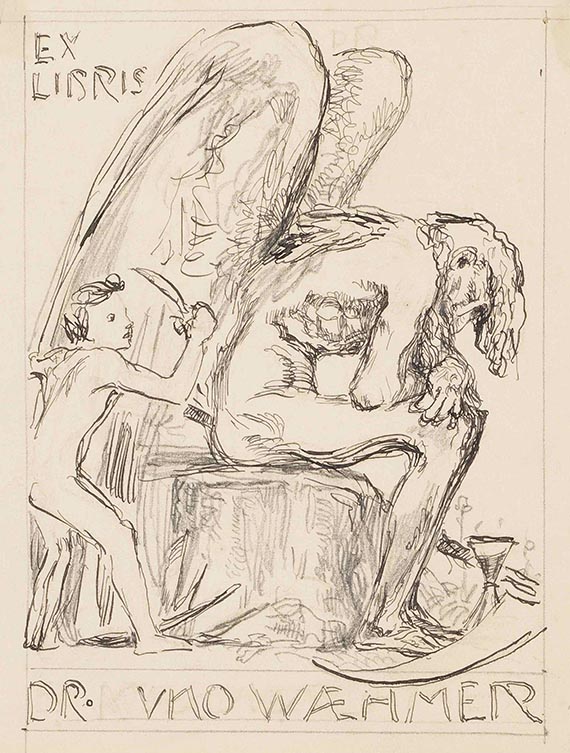 Klinger, Max - Entwurfszeichnungen für Ex Libris (10 Bll.)