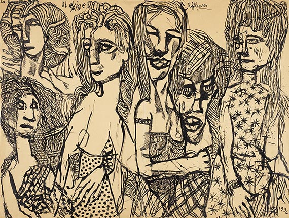 Louis Soutter - Pen and India ink drawing