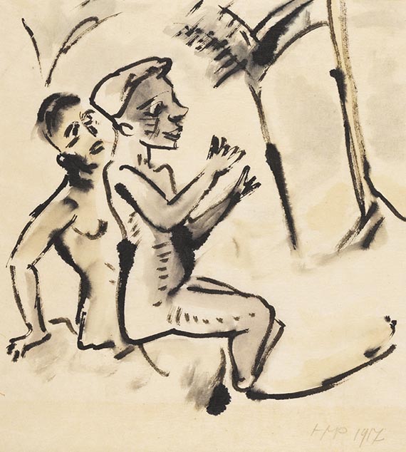 Hermann Max Pechstein - Brush and India ink drawing